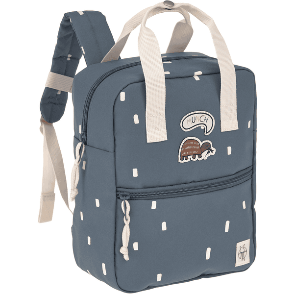 LÄSSIG Mini Square Backpack Happy Print s mid night  modrá