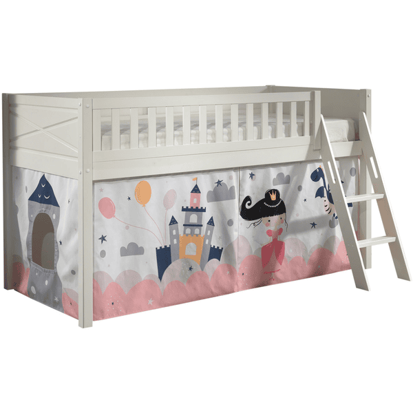 VIPACK Lit mezzanine enfant SCOTT Princess Sophie blanc 90x200 cm