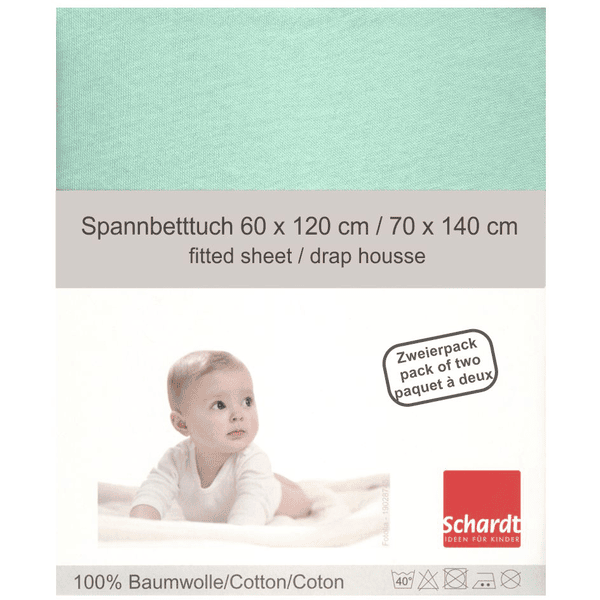 Schardt Jersey Spannbetttuch Doppelpack mint 70 x 140 cm