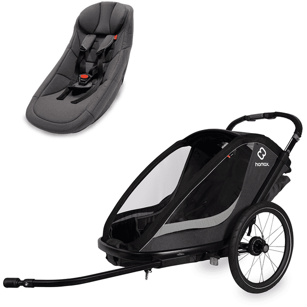 hamax Kinderfahrradanhänger Cocoon Zweisitzer grey/black inkl. Babysitz für Outback/Avenida und Traveller