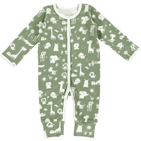 Alvi® Pyjama Granite Animals granitgrün/weiß