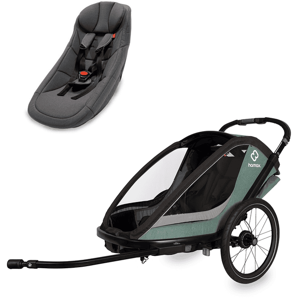 hamax Cocoon green black Kinderfietskar Tweezitter / incl. babyzitje voor Outback/Avenida en Traveller 