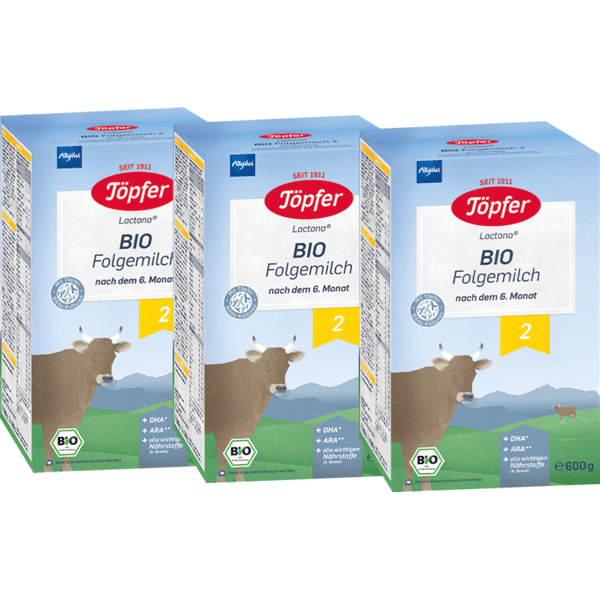 Töpfer Folgemilch 2 Bio 3x 600g nach dem 6. Monat