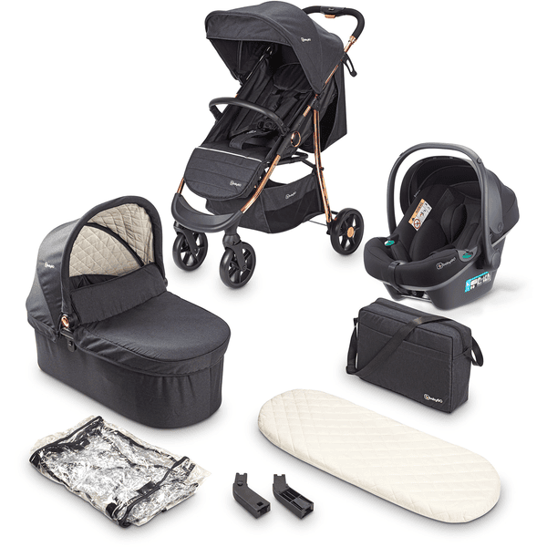 babyGO Kinderwagen 3 in 1 Black Rosegold