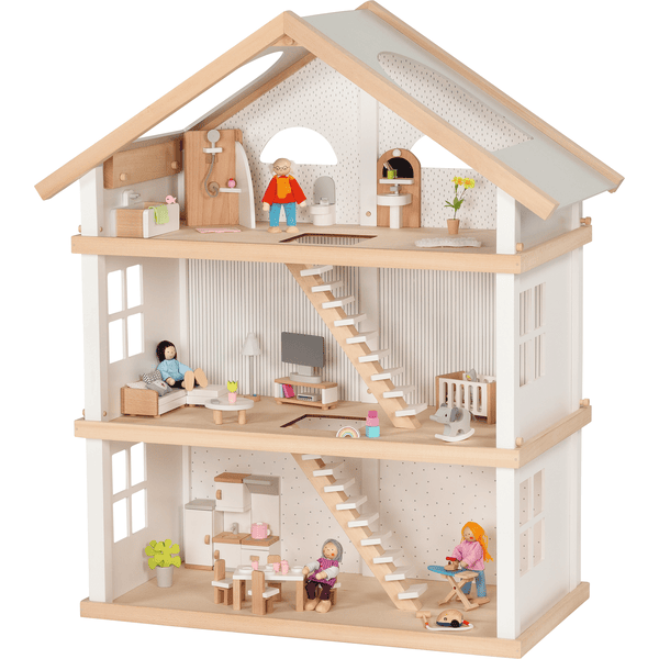 Goki Valise maison de poupées avec accessoires - Jouet en bois