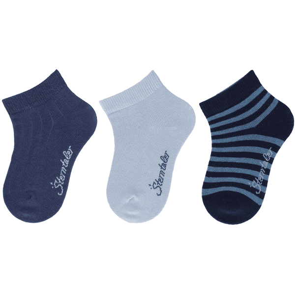 Sterntaler Korte sokken 3-pack geribd blauw 
