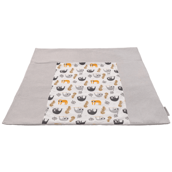 Ullenboom Housse de matelas à langer piqué gaufré motif paresseux gris 75x85 cm