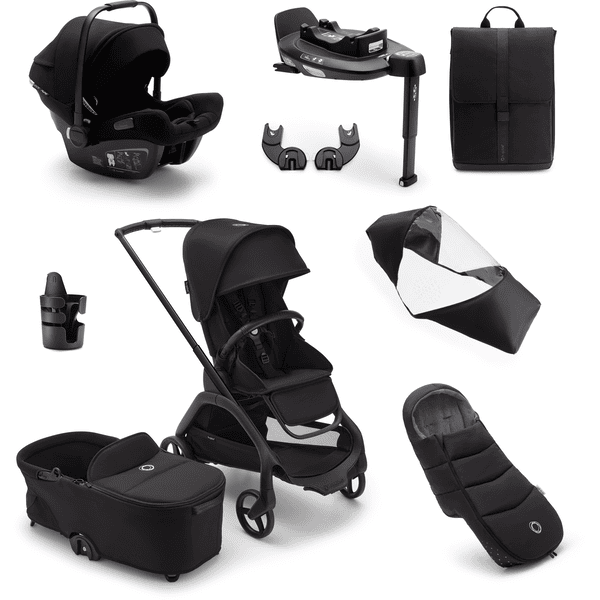 bugaboo Kinderwagen Dragonfly Complete Black/Midnight Black, Ultimate Newborn Bundle