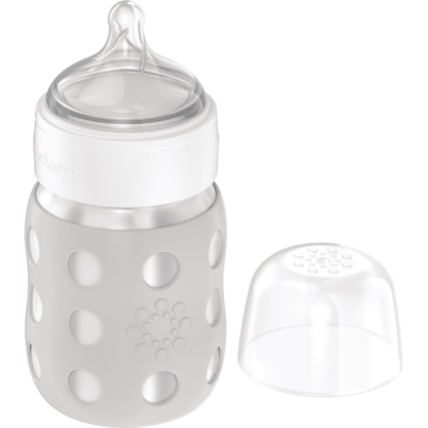 life factory  Babyflaske med bred hals 235 ml med silikone-sut, grå, cool grey