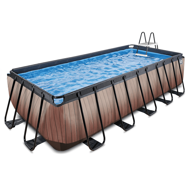 EXIT Wood Pool 540x250x122cm mit Sandfilterpumpe, braun