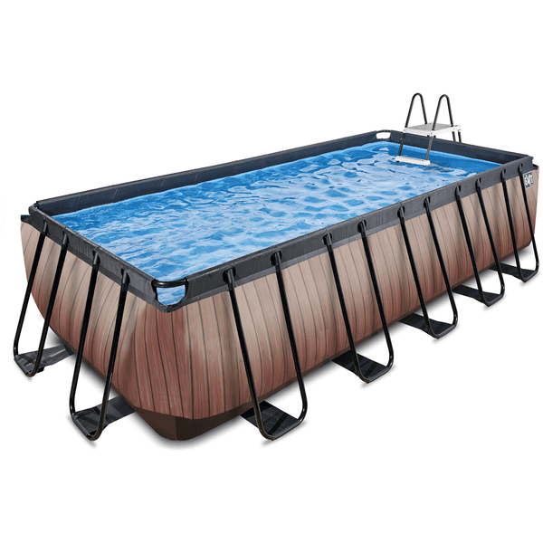 EXIT Wood Pool ø450x122cm med Sand filterpump, brun