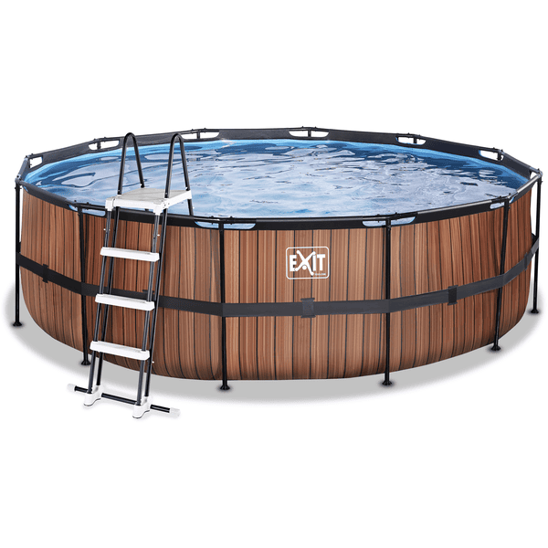 Bazén EXIT Wood ø450x122cm s filtračním čerpadlem Sand , hnědý