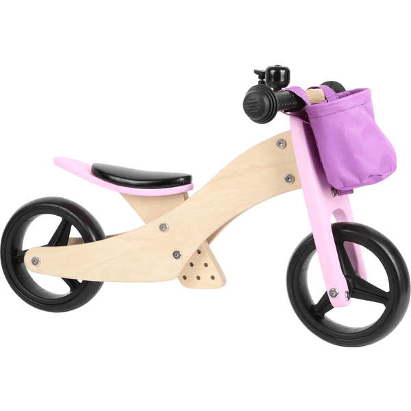 small foot Draisienne enfant 3 roues 2en1 bois rose roseoubleu