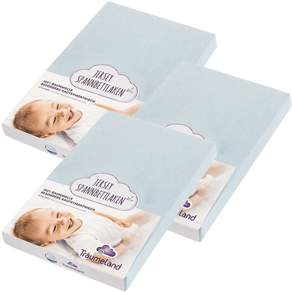 Träumeland Spannbetttuch Jersey 40x90cm hellblau 3er Pack