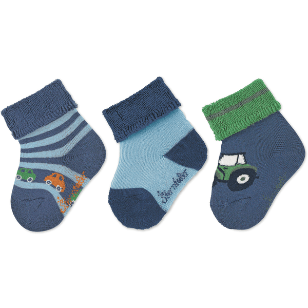 Sterntaler Dětské ponožky 3-pack Cars Blue 