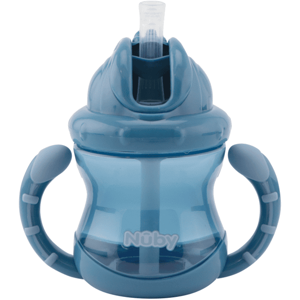 Nûby Trinkhalmtasse mit Handgriffen No-Spill Flip-It 240ml ab 12 Monaten in blau