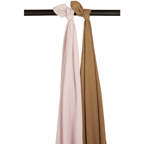 MEYCO Musselin Swaddle 2er-Pack Uni Soft Pink/Toffee