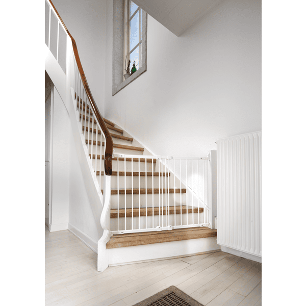 BabyDan Barriere de securite enfant Flexi Fit metal blanc 69 106 5 cm roseoubleu