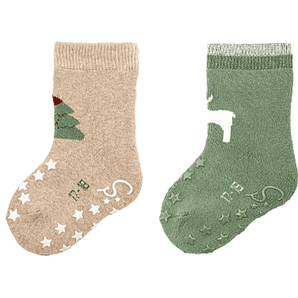 Sterntaler Chaussettes ABS pack double Noël beige mélangé 