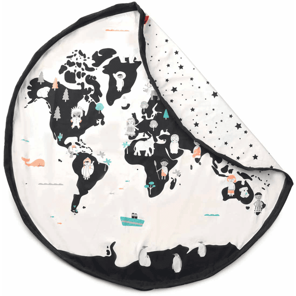 play&go ® Mata do zabawy 2 w 1 World mapa black / white ⌀ 140 cm