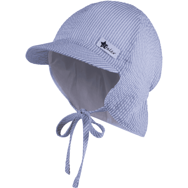 Sterntaler Cappello a punta con protezione del collo a strisce blu cielo 