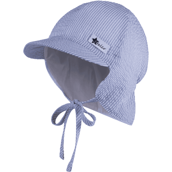 Sterntaler Peaked cap met nekbescherming gestreept hemelsblauw 