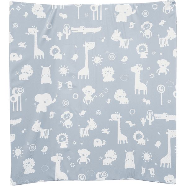 Alvi Wickelauflage 2stg. Keil Folie Zootiere puderblau 68 x 60 cm