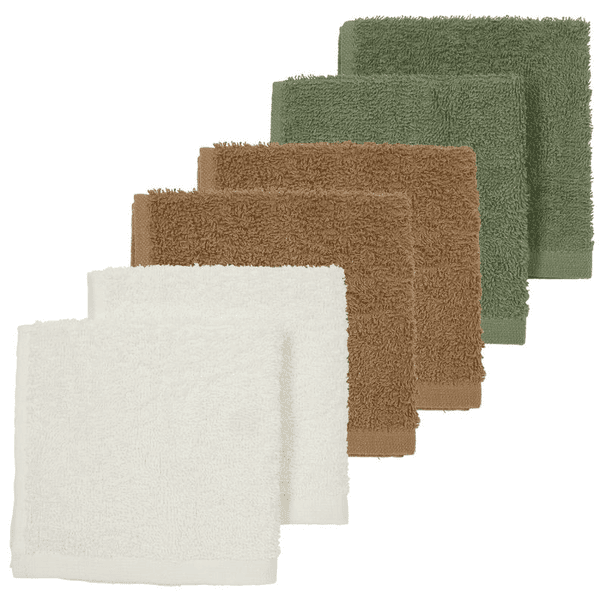 MEYCO Burp Clothes - 6-pack Off white /Toffee/ Forest Green 