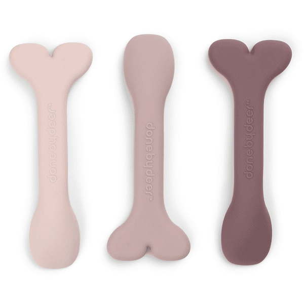 Done by Deer™ Cuillère enfant Wally silicone bleu, lot de 3