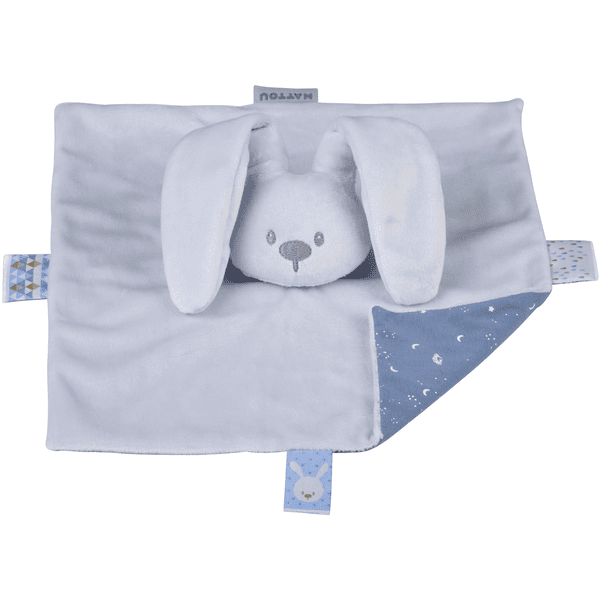 Nattou Doudou lapin Lapidou plat, bleu pastel