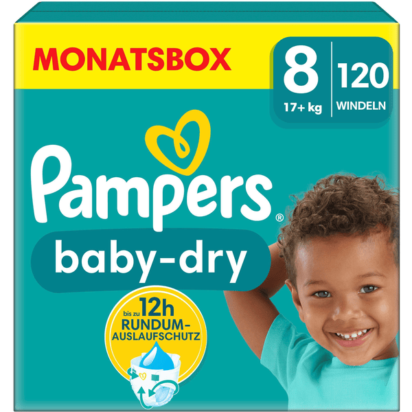 Pampers Baby-Dry vaipat, koko 8, 17+kg, kuukausipakkaus (1 x 120 vaippaa)