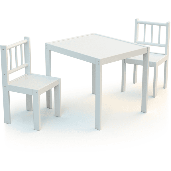 WEBABY Ensemble table chaises enfant hêtre blanc