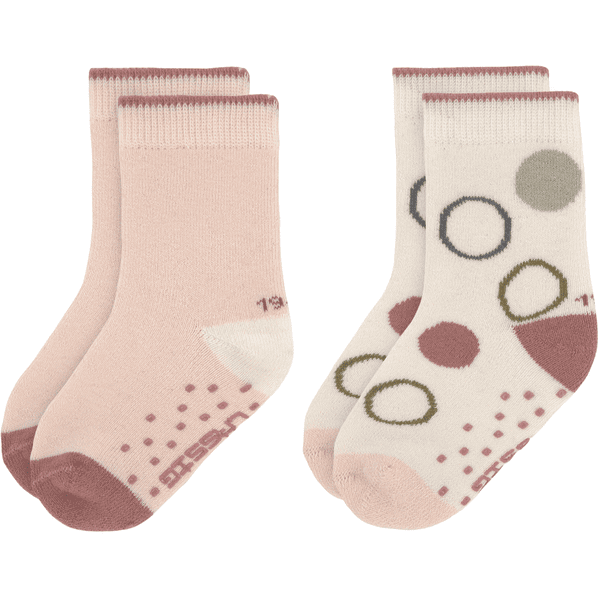 LÄSSIG Chaussettes antidérapantes pour enfants, paquet de 2, rose