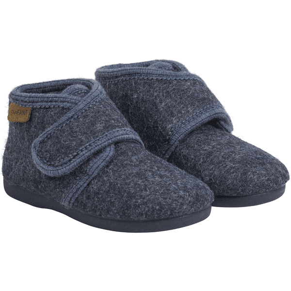 EN FANT Uldtøfler med velcro Navy Melange