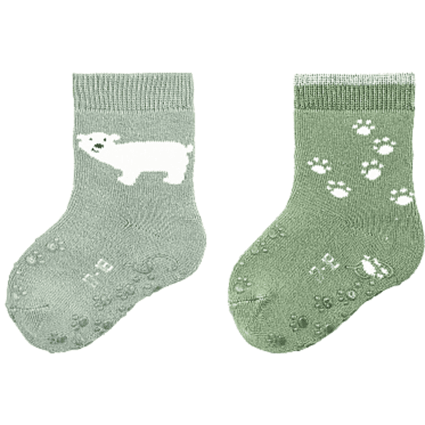 Sterntaler Chaussettes de bébé ABS pack double ours polaire vert pierre 