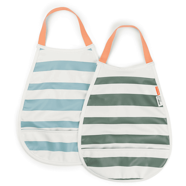 Done by Deer ™ Pull-over bib 2-pack Stripes Azul / verde