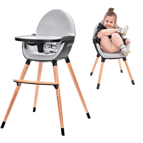 Chaise haute kinderkraft - La FINI, chaise évolutive pour bébé, grise