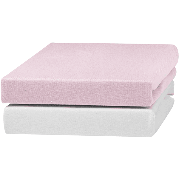 urra Jersey Spannbettlaken 2er-Pack 70x140 cm weiß/rosa

