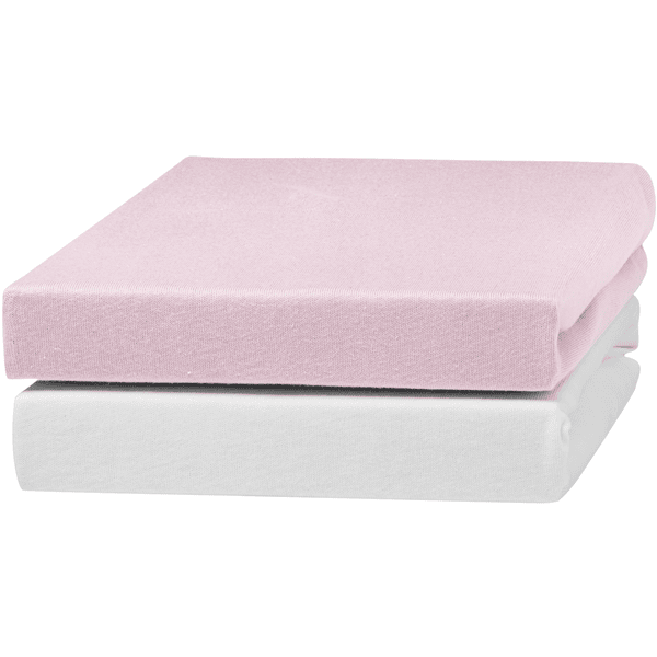 urra Jersey Spannbettlaken 2er-Pack 70x140 cm weiß/rosa