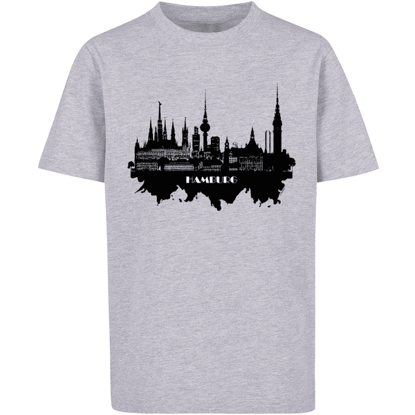 F4NT4STIC T-Shirt Cities Collection - Hamburg skyline heather grey