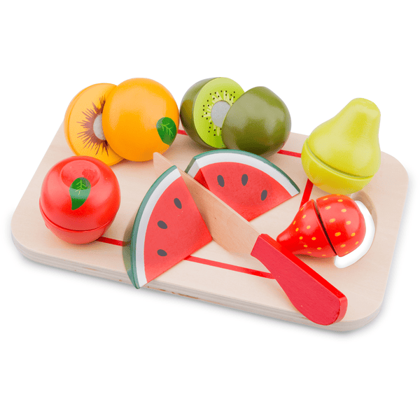 New Classic Toys Skärset Frukt med bräda 8 delar färgglada