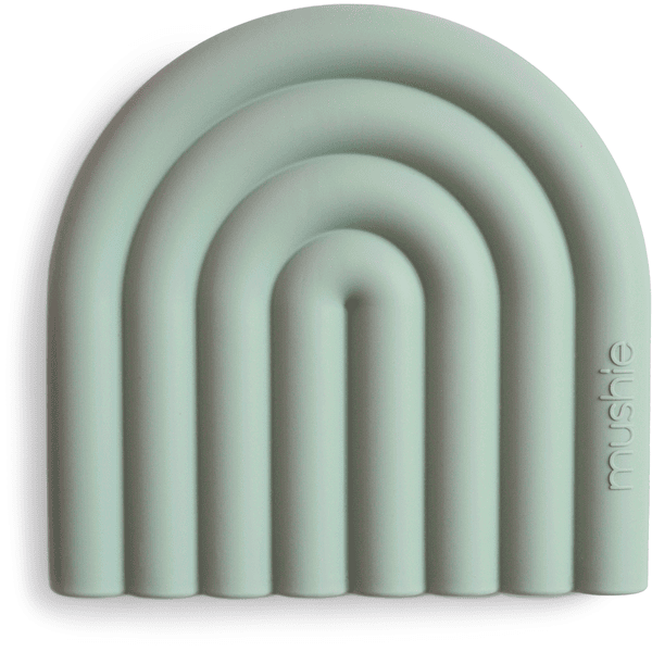 mushie Anneau de dentition arc-en-ciel silicone, bleu Cambridge