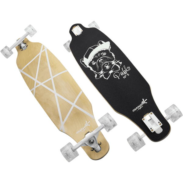 muuwmi Lights Longboard GLOW ABEC 7 Pablo, mit Leuchtrollen und Glow-Effekt