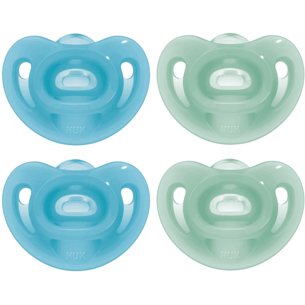 NUK Sucette Sensitive pur silicone taille 2 dès 6 mois vert/bleu lot de 4