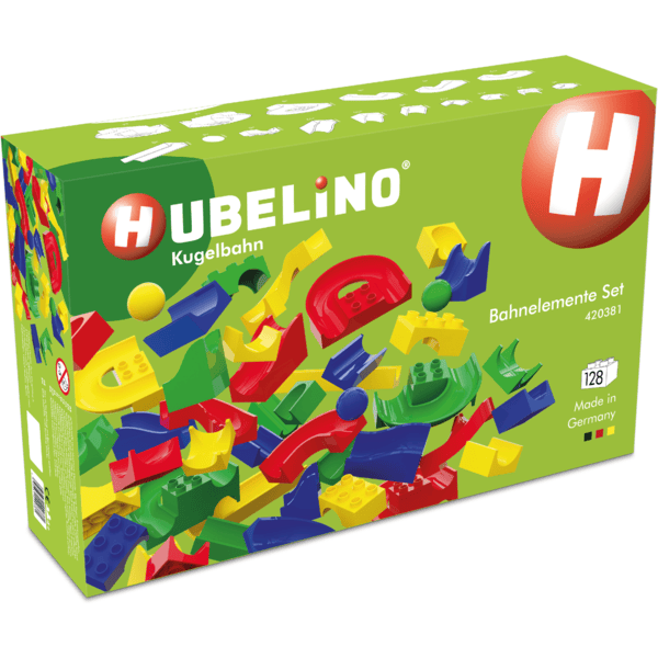 HUBELINO® Pista de bolas - Juego de piezas de vías de 128 piezas
