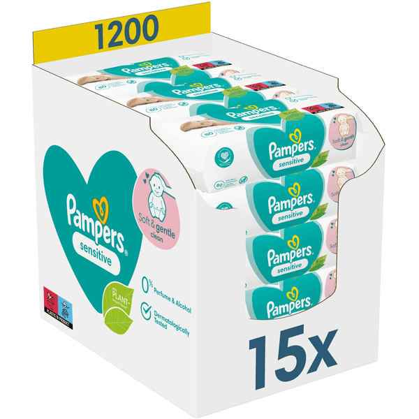 Pampers Våtservietter Sensitive 15 x 80 stk.  (1200 våtservietter)