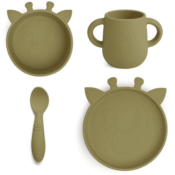 nuuroo Olive Lykke Giraffe 4-delig servies, green 