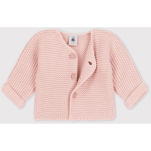 Petit Bateau Cardigan b b tricot point mousse coton rose saline