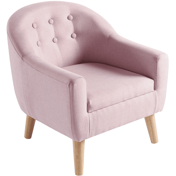 Poltrona sedia poltroncina rosa bimba con fiocchetti laterali tessuto in  cotone