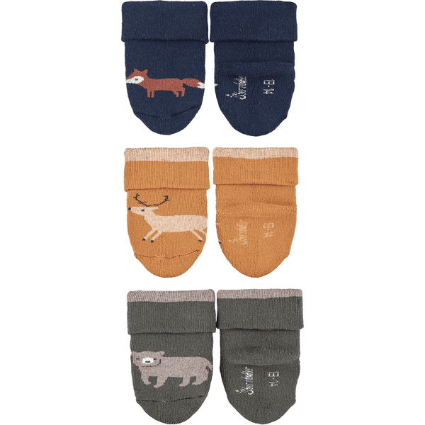 Sterntaler Chaussettes antidérapantes enfant animaux forêt anthracite lot  de 2